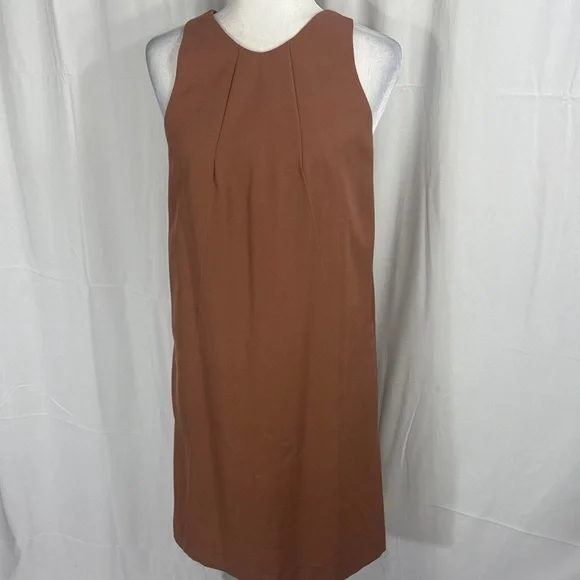 NINA RICCI TERRACOTTA SLEEVELESS MIDI DRESS SIZE 38/US 6